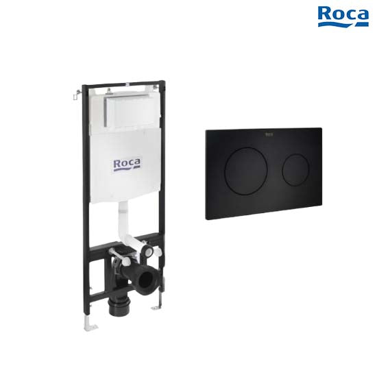 Roca Concealed Tank with Square Flush Plate - Matte Black - A89P660020