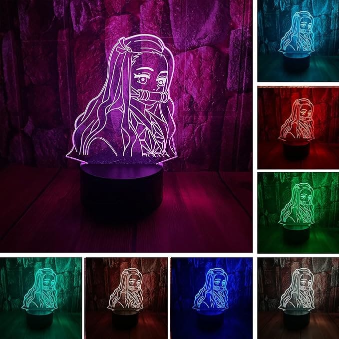 مصباح مكتب اكريليك لانمي ديمون سلاير - كامادو نيزوكو 16 لون مختلف مع ريموت تحكم عن بعد و وصلة USB - B09B6KZQXX