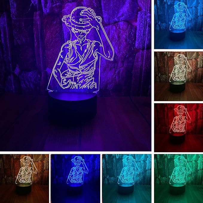 One Piece - Monkey D. Luffy Acrilic Tabe Lamp 7 Colors Change With Remote Control - Charged by USB Or Batteries - B09B6PRVY5