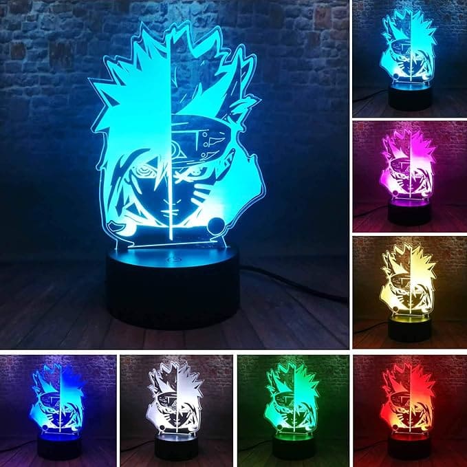 مصباح مكتب اكريليك لانمي ناروتو - شخصية ناروتو ساسوكي 16 لون مختلف مع ريموت تحكم عن بعد و وصلة USB - B09PGN1VND
