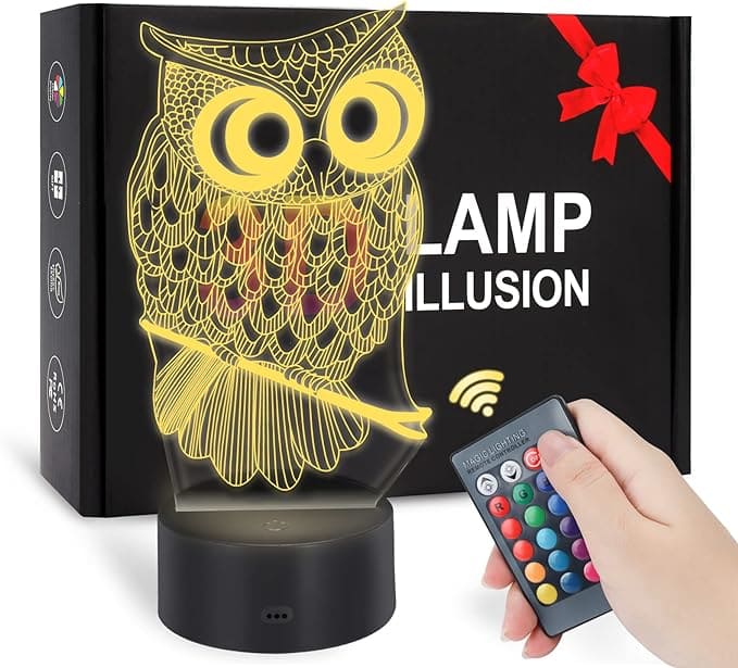 Owl Acrilic Tabe Lamp 16 Colors Change With Remote Control - Charged by USB Or Batteries - B09WDQ6MB3