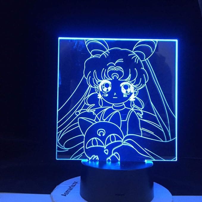 مصباح مكتب اكريليك لانمي سيلور مون 16 لون مختلف مع ريموت تحكم عن بعد و وصلة USB - B09BJS43Z5