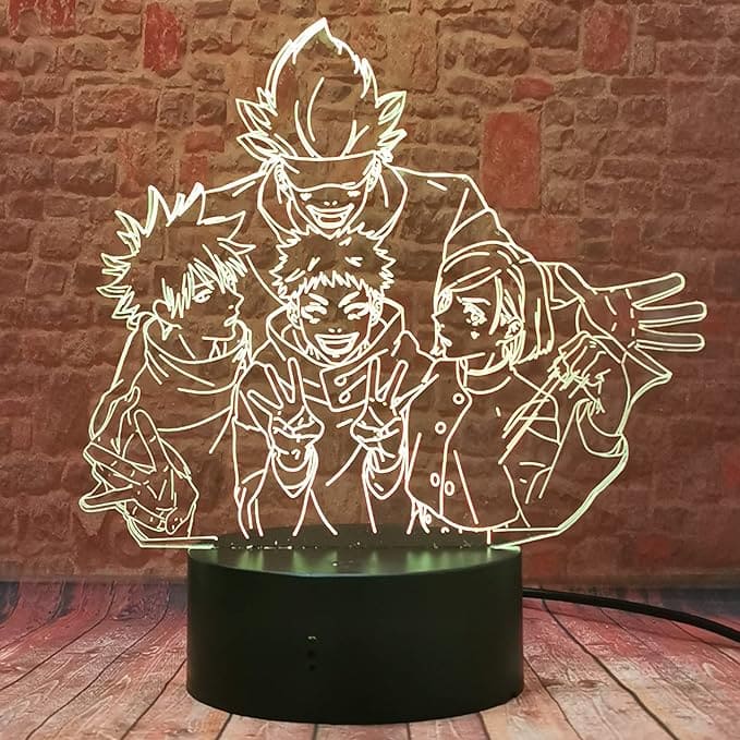 مصباح مكتب اكريليك لانمي جيجتسو كايزن 16 لون مختلف مع ريموت تحكم عن بعد و وصلة USB - B09K5J2ZWS