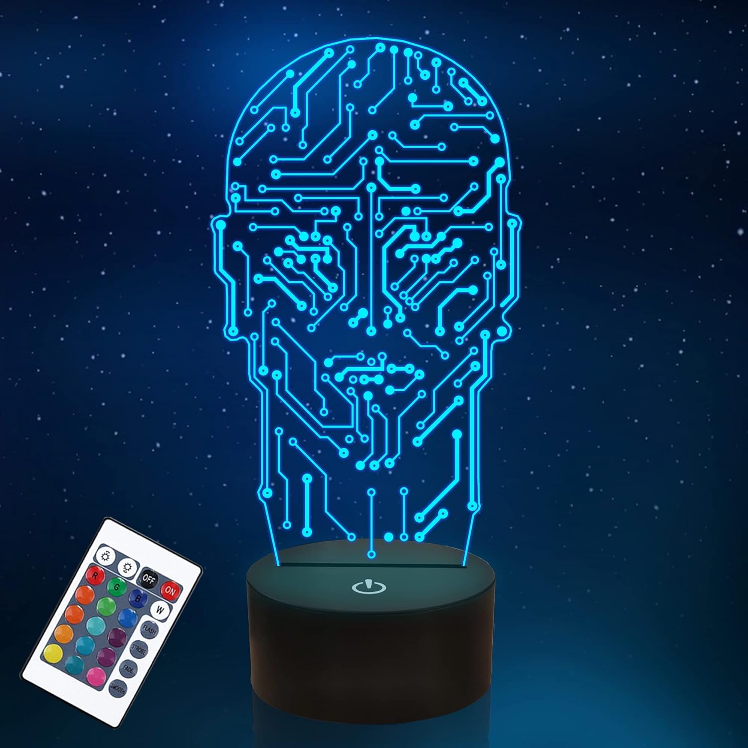 مصباح مكتب اكريليك على شكل عقل ولوحة كهربائية 16 لون متغير يعمل بالUSB او البطاريات و يشمل ريموت تحكم عن بعد - B08X69BZ7Q