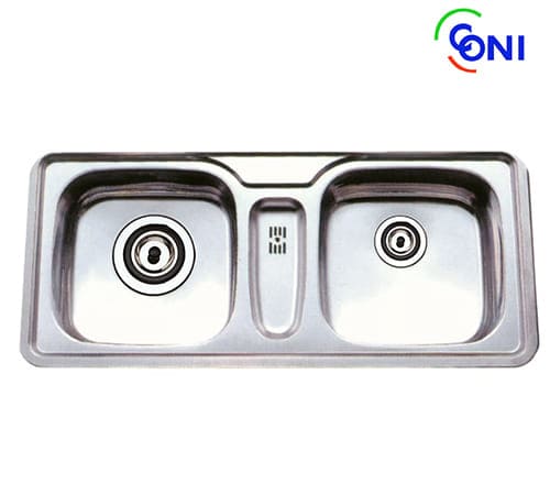Two Eyes Coni - Inset Stainless Steel 2 Bowls Kitchen Sink 50×110 cm - BD1100