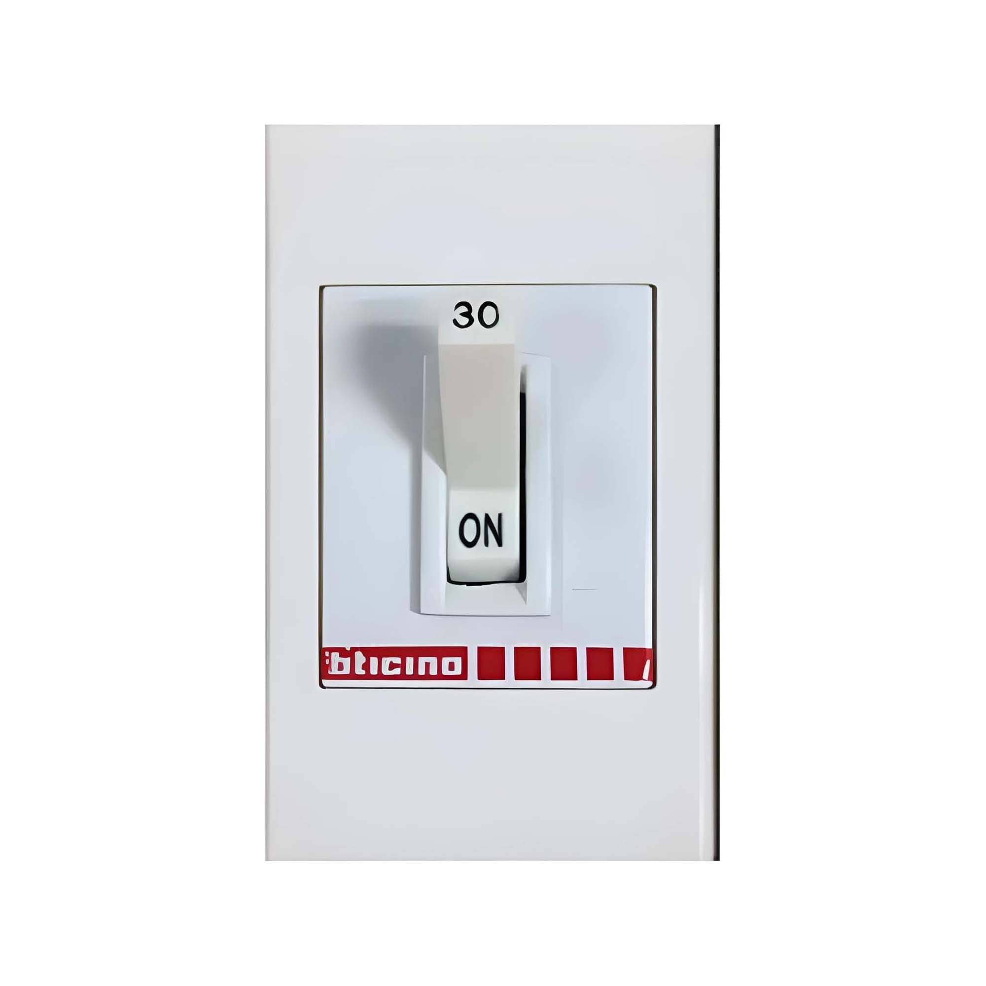 White Matix Edge Safety Breaker 30A- Flush Mouted - Bticino - BSB1-30EMEC