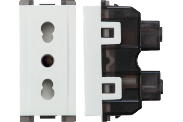 Curve English Socket with Earth & Shutter - White - 16A - SAS - CRV-60-203