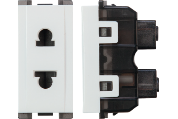 Curve English Socket with Shutter - White - 16A - SAS - CRV-60-212