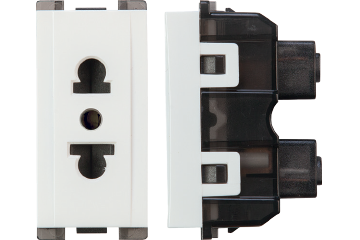 Curve English Socket with Earth & Shutter - White - 16A - SAS - CRV-60-214