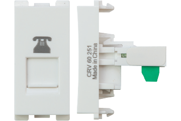 Curve Telephone Socket 8 Contacts with Shutter - White - SAS - CRV-60-232