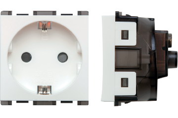 Curve German Socket with Shutter - White - 16A - SAS - CRV-60-265