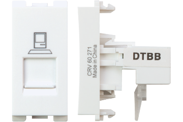 Curve Computer CAT 5E Socket with Shutter - White - SAS - CRV-60-271