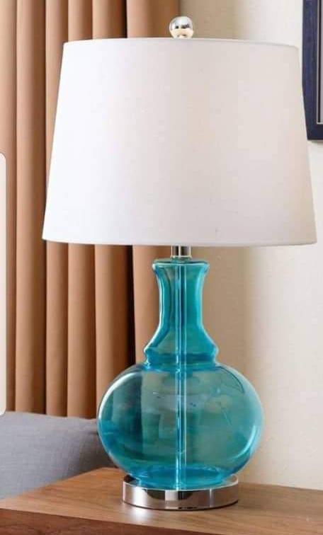 De Landa Transperant Blue & White Lampshade - 35*30*28\30*55-60 Cm - DL-A017