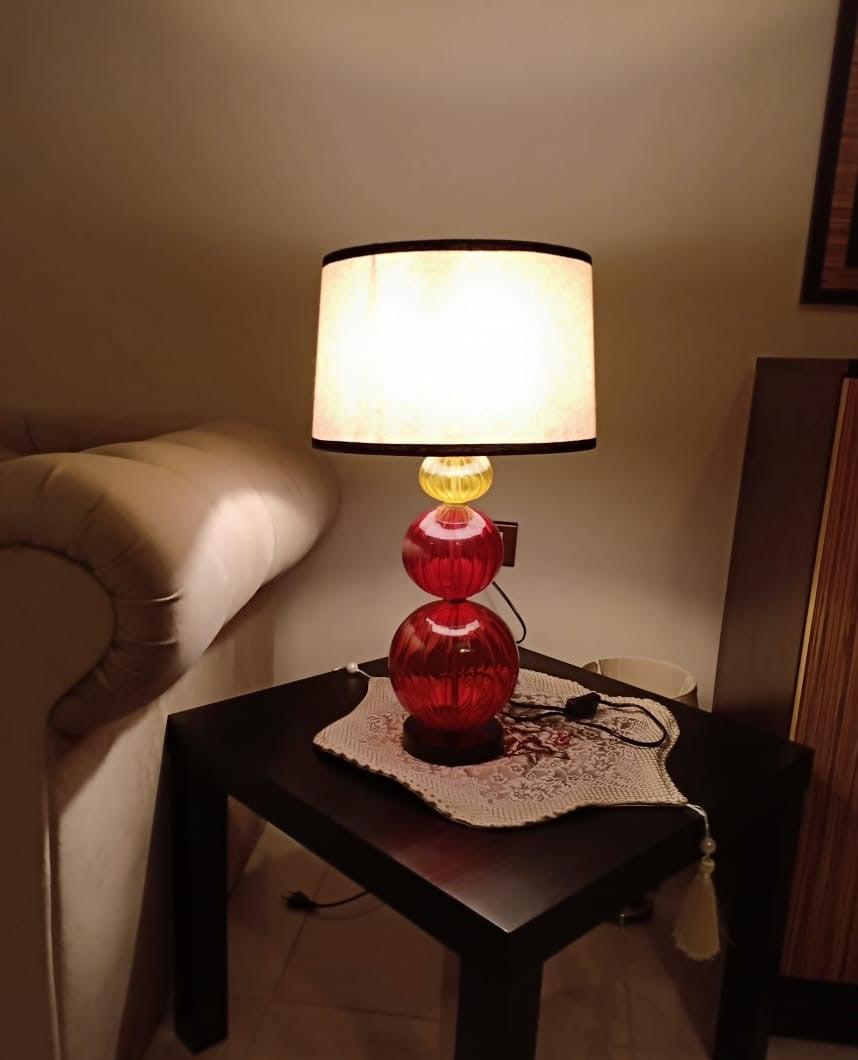 De Landa Transperant Red & White Lampshade - 35*30*28\30*55-60 Cm - DL-A018