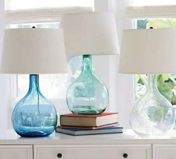 De Landa Transperant Blue & White Lampshade - 35*30*28\30*55-60 Cm - DL-A020