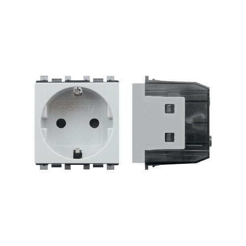 Geramn Socket With Shutter - Light Grey - 16 A - SAS - FLT 75 265