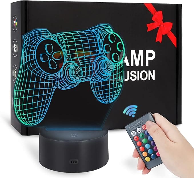 Playstation Controller Shaped Acrilic Desk Lamp With Plastic Base & Remote Control & 16 Changing Colors - Charged By USB Or Batteries - B09WDSXCP5