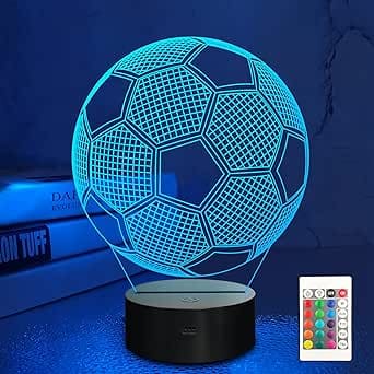 Soccer Acrilic Desk Lamp With Remote Control & 16 Changing Lights - Work With USB Or Batteries - B07VCRD6C8