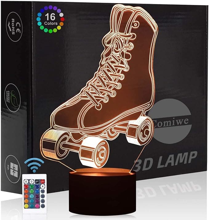 Roller Skates Acrilic Tabe Lamp 16 Colours Change With Remote Control - Charged by USB Or Batteries - B07K61DZ1Y