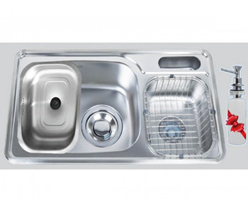 Purity Stainless Steel 2 Bowls Kitchen Sink - 87*48 cm - Golden 870