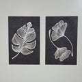 Painting Of A Rose And A White Leaf On A Navy Blue Background 40 * 60 Cm - B0C6R8MXBD