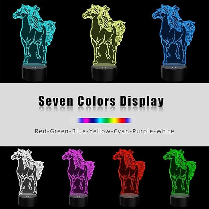 Horse Shaped Acrilic Desk Lamp With Plastic Base & 7 Changing Colors - Charged By USB - B098JD5M64