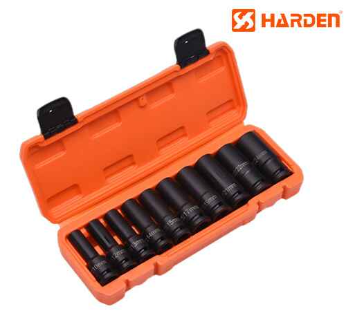 10Pcs 1/2Inch Deep Impact Socket Set Set Between 10mm-24mm - Harden - 537020