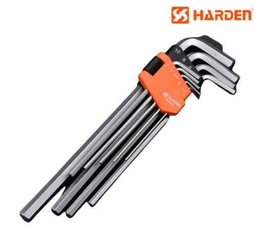 Professional 9PCS Long Hex Key Wrench - Harden - 540608
