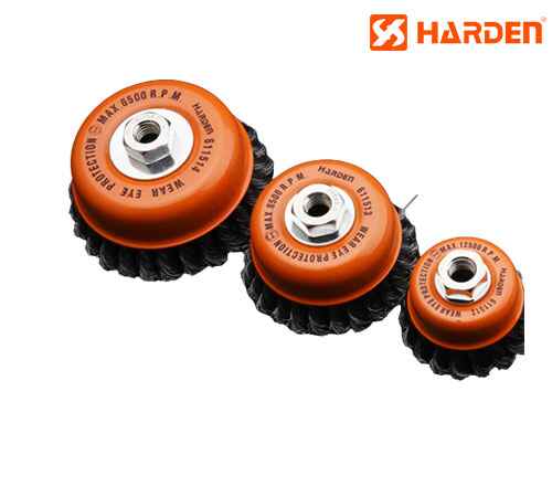 75mm Cup Twist Wire Brush With Nut - Harden - 611512