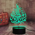 مصباح رمضان ثلاثي الأبعاد أكريليك إضاءة ليلية أضواء LED 7 ألوان USB تعمل باللمس عن بعد الديكور متعدد الألوان - B08XBBZY3G