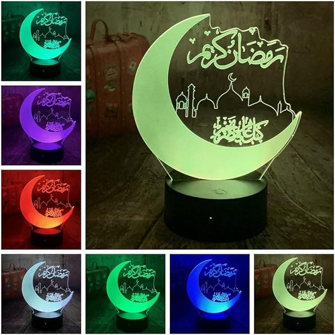 Ramadan Karim Acrilic 16 Color Desk Lamp With Plastic Base - Charged By USB Or Batteries - B09WY6LZ3F