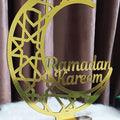 حامل هلال رمضان كريم 30 سم مع ديكور اسلامي ذهبي - B09WJK2XQG