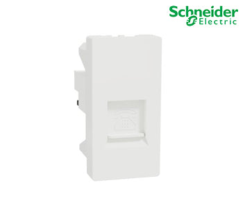 Telephone Outlet, Schneider Miluz E, 6 Pin, 4 Wire, mechanism with shutter, white - M3TB1_RJ4M