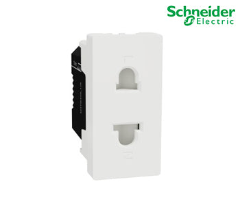 Universal Socket, Schneider Miluz E, 16A, 250V, 2 Pin, 1 Module, White - M3TB426_US