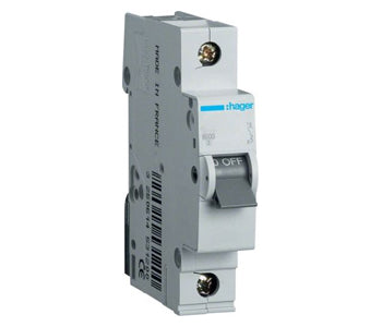 Hager Miniature Circuit Breaker 1 Pole 25A 6kA - MC125A