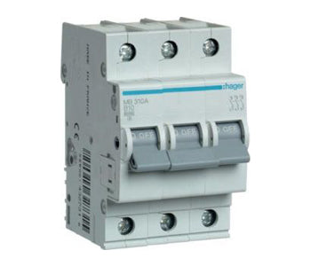 Hager Miniature Circuit Breaker 3 Poles 40A 6kA - MC340A