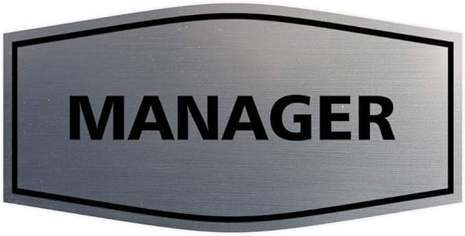 Fancy Manager Pastic Sign Brushed Silver 3 Inch Hight 6 Inch Width - Small - B07VVN5C3D