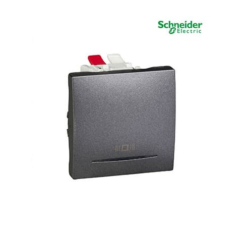Unica Top-Class - Push Button with LED & Mark- 1 way - 10 A 250 VAC - 2 m - Graphite-MGU3.206.12CN