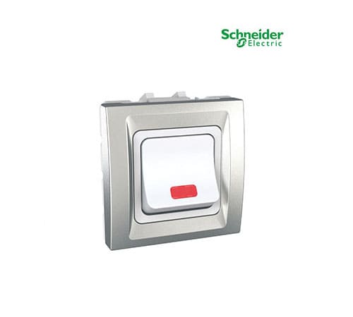 Unica Top-Class - Rocker Switch with LED - 1 way - 32 A 250 VAC - 2 m - Aluminium-MGU3.232.30S