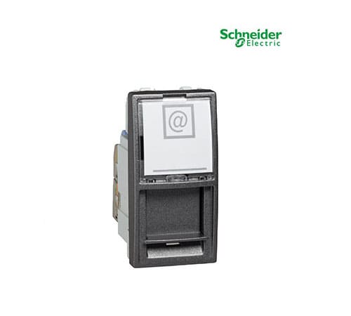 Unica Top-Class - 1 RJ45 Socket with Metal Base (S-One) - 1 m - Cat.6, S-FTP - Graphite-MGU3.416.12