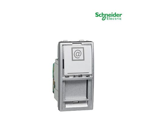 Unica Top-Class - 1 RJ45 Socket with Metal Base (S-One) - 1 m - Cat.6, S-FTP - Aluminium-MGU3.416.30