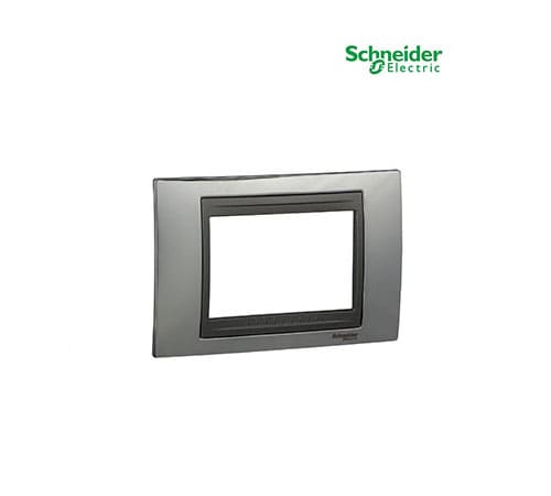 Unica Top - Cover Plate - 3 Module - Bright Chrome-Graphite-MGU66.103.210