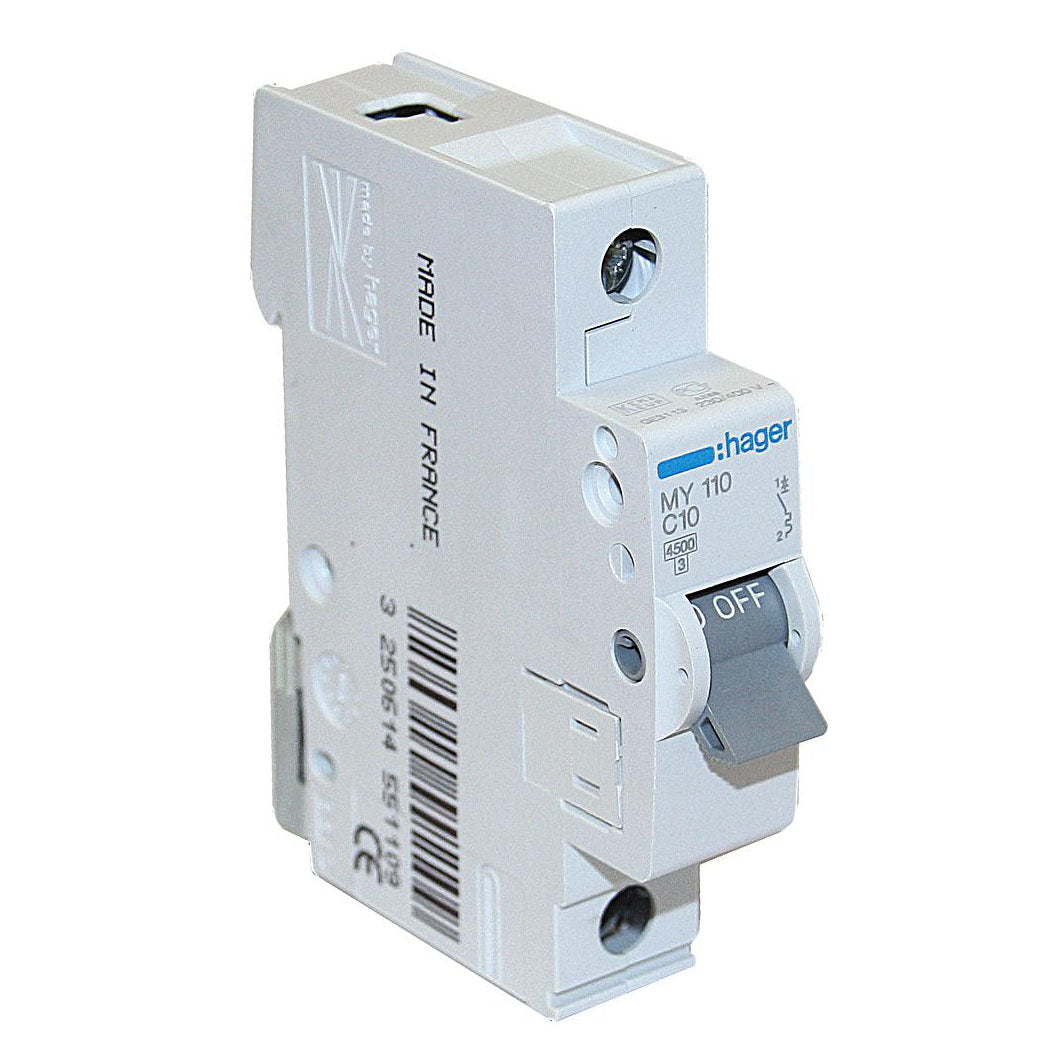Hager Miniature Circuit Breaker 1 Pole 10 - 25 A 4.5 kA - MY110-MY125