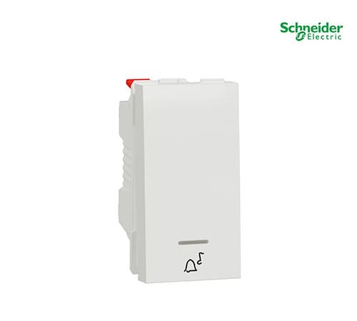 Unica - Push-Button with LED&Mark - 1-Way - 10 A 250 Vac - 1 M - White-NU310618CN