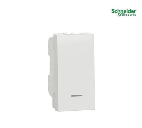 Unica - Push-Button with LED - 1-Way - 10 A 250 Vac - 1 M - White-NU310618NSC