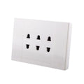 Euro-American 3 Sockets with shutter - White - 16 A - 66 mm - Nuovo - NUV 80 233
