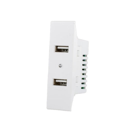 2 USB socket charger - White - 2.1 A - 22 mm - Nuovo - NUV 80 907