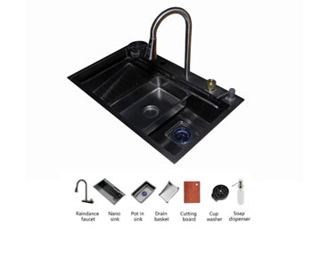 Purity Stainless Steel 3 Bowls Kitchen Sink - 80*48 cm - PSM 800 BL