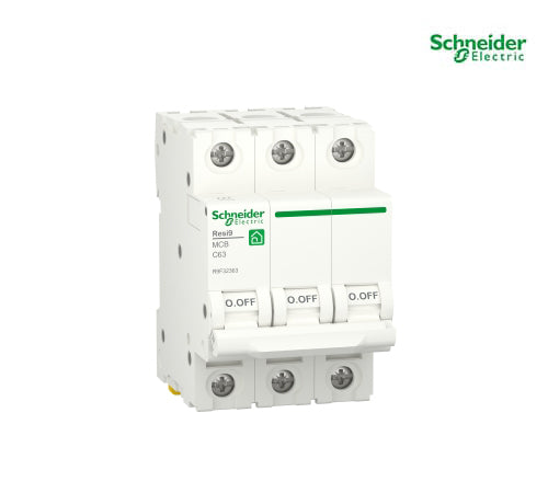 Miniature circuit breaker (MCB), Resi9, 3P, 63A, C curve, 4500A (IEC/EN 60898-1) - R9F32363