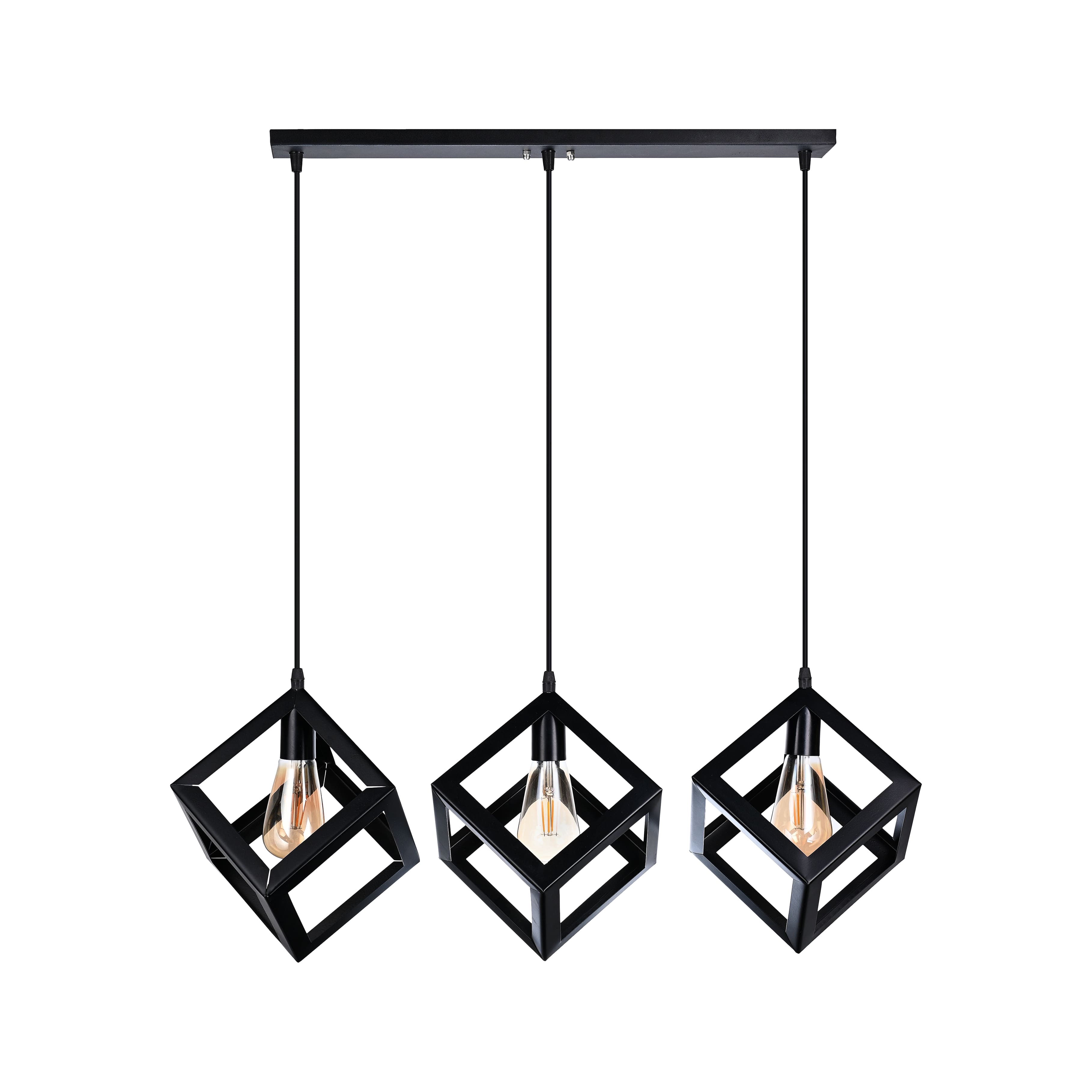 El Rawda Black Modern Flush Light 70×70 cm - 3 Lamps - RL-CB-011